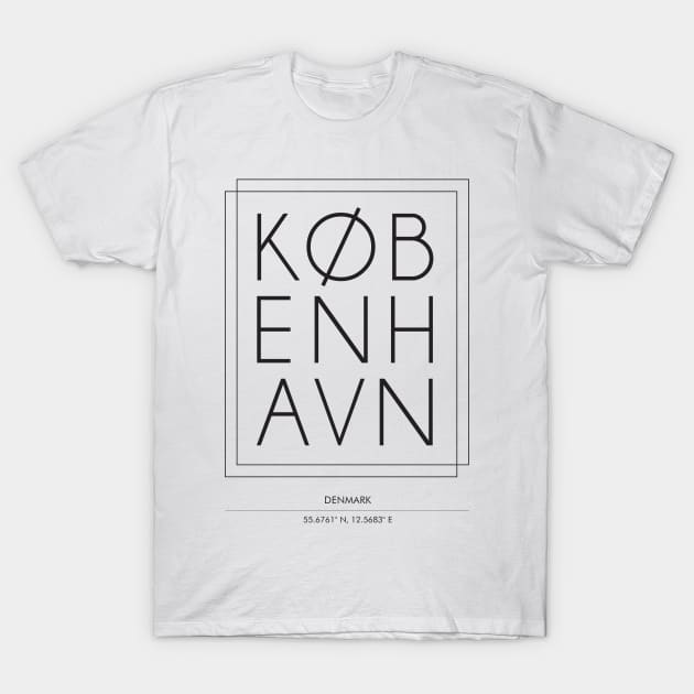 Kobenhavn, Copenhagen city minimal typography 2 T-Shirt by StudioGrafiikka